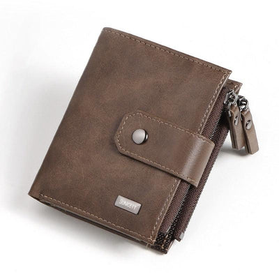 Anti-Theft Brush Business Leather Thin Short Men's Wallet Zipper Wallet Money Ticket Holder