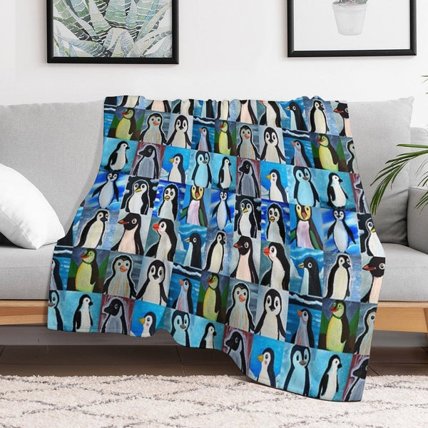 Penguins (Tiled Pattern) Velvety-soft Throw Blanket