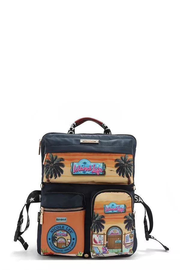 Nicole Lee USA Multi-Pocket Travel Backpack Berry Charmz