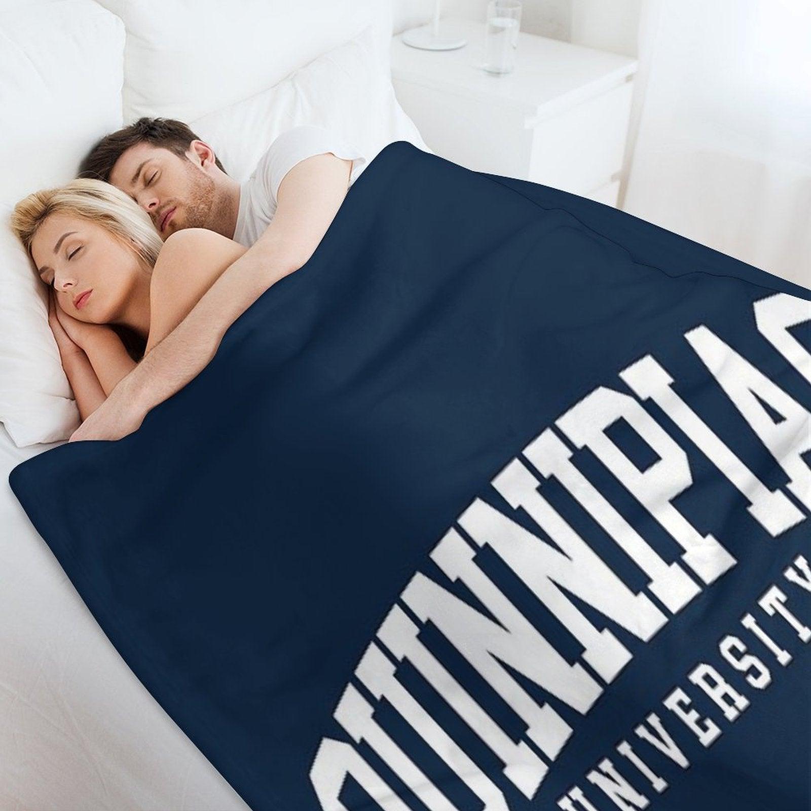 Quinnipac - College Font Curved Throw Blanket