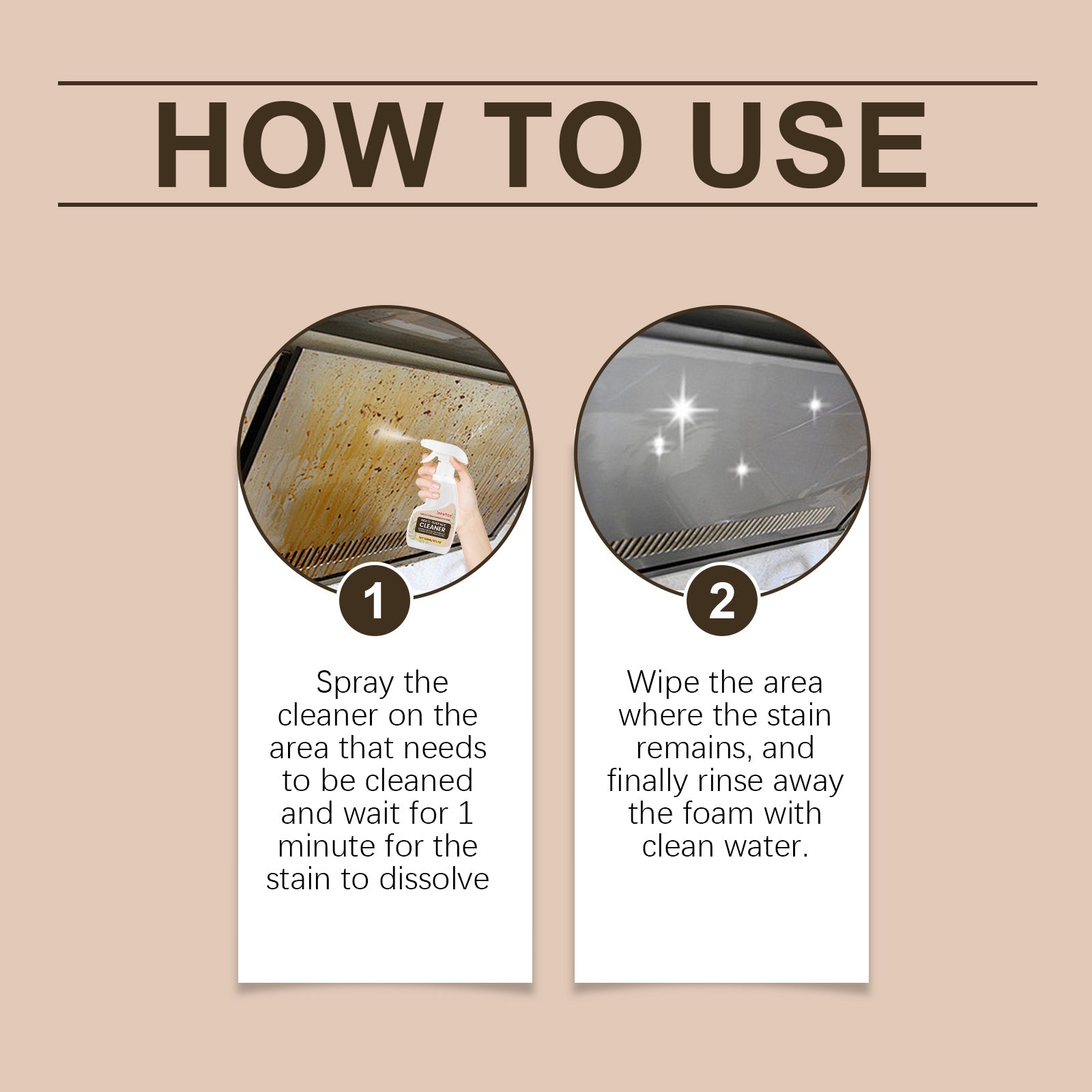 Multi-Surface Cleaner Kitchen Range Hood Sink Countertop Stain Removal Multi-Effect Cleaner