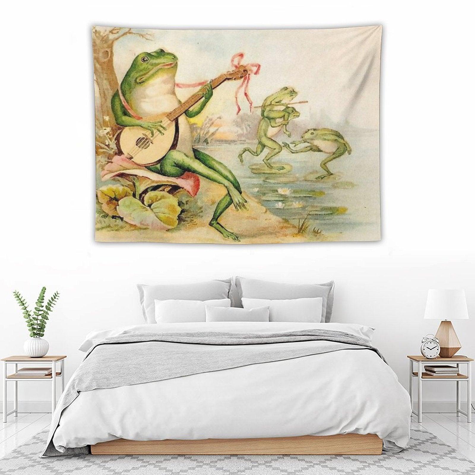 FROG STRUMMING  Vintage Abstract Entertainment Print Tapestry