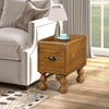 Solid wood end table, rectangular 23.6 inch narrow edge table with drawers, vintage bedside table， Antique Brown - Antique brown + Pine