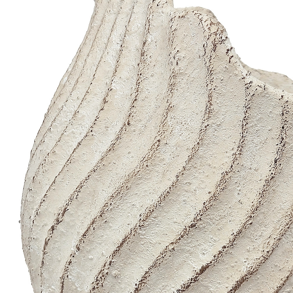 11.5x7x7' Sand and Cement Nautilus Shell Planter with Textured Beige Finish