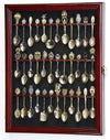 36 Spoon Display Case Cabinet Holder Rack Wall Mounted -Cherry Finish - Cherry Finish