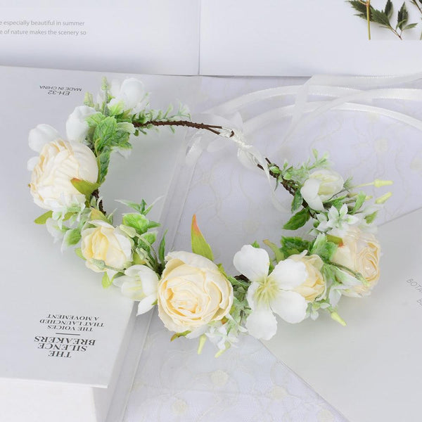 Hawaiian Wreath Wreath Simulation Flower Headwear Forest Fairy Girl Style Scenic Area Photo Headflower