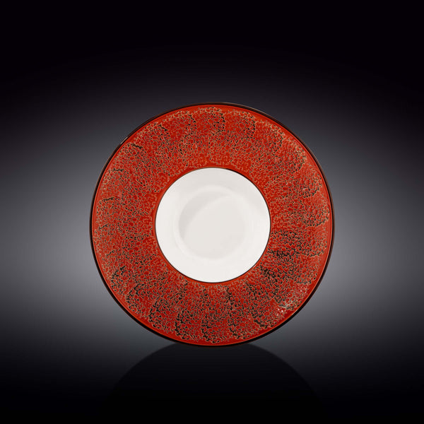 Red Porcelain Deep Soup or Salad Plate 9.5