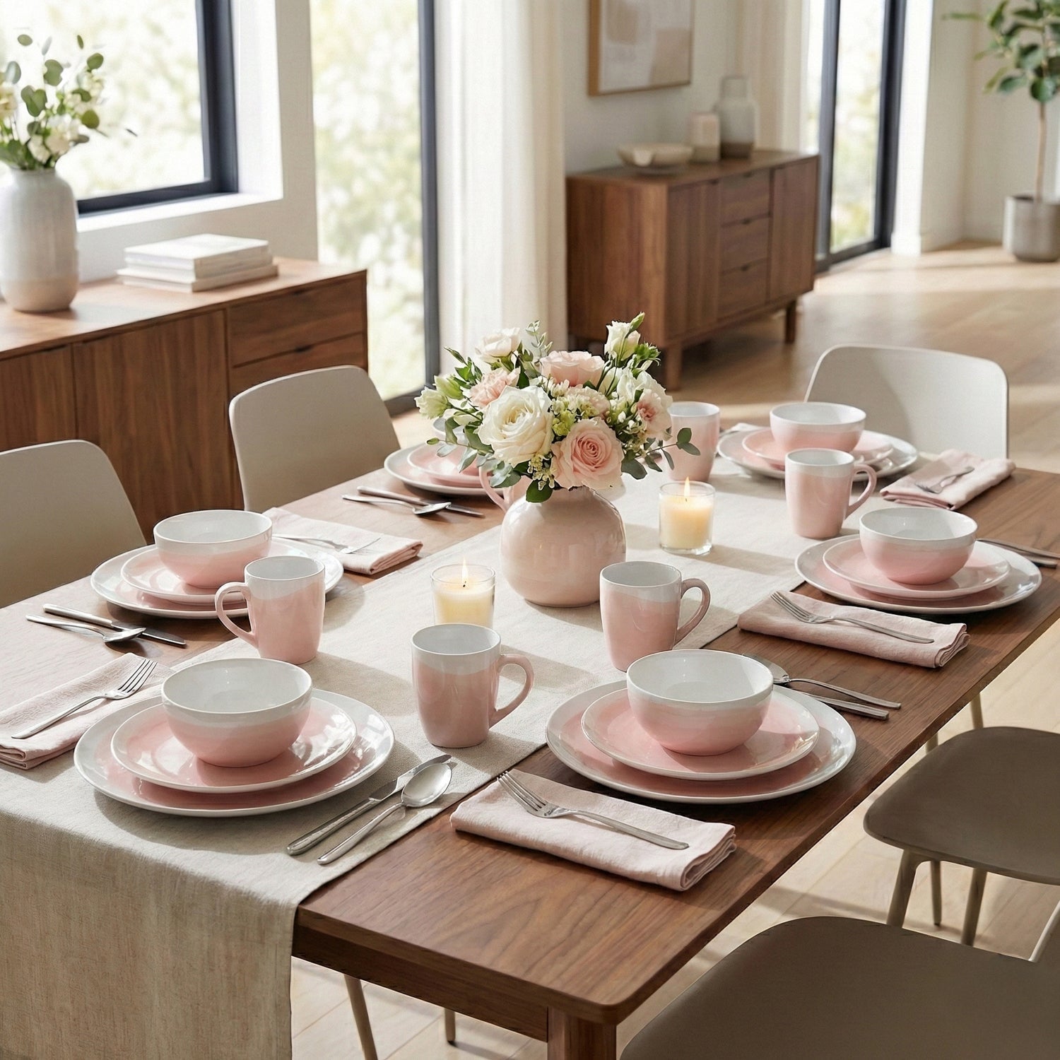 Oasis Pink 16-Piece Dinner Set