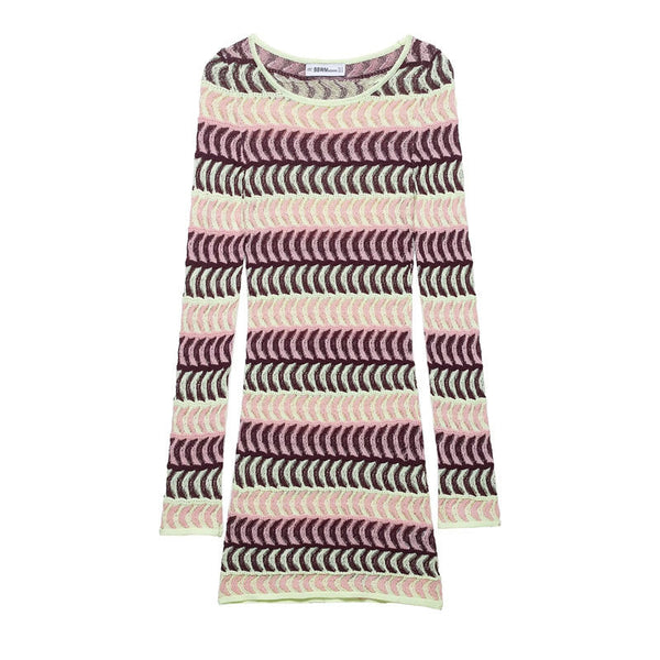 Style Women's Fashion Casual Long Sleeve Fitted Knit Dress