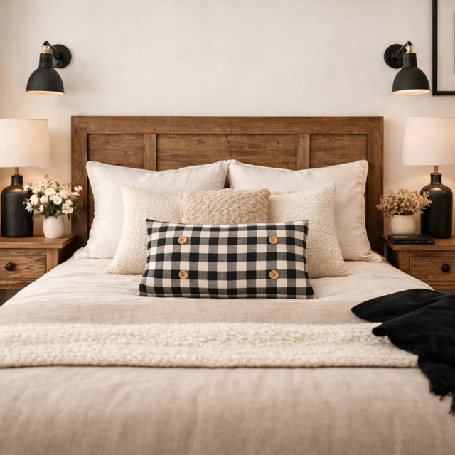 PILLOW ONLY (with fluffy insert): Buffalo Check Gingham: RECTANGLE BUFFALO CHECK PILLOW (with insert)