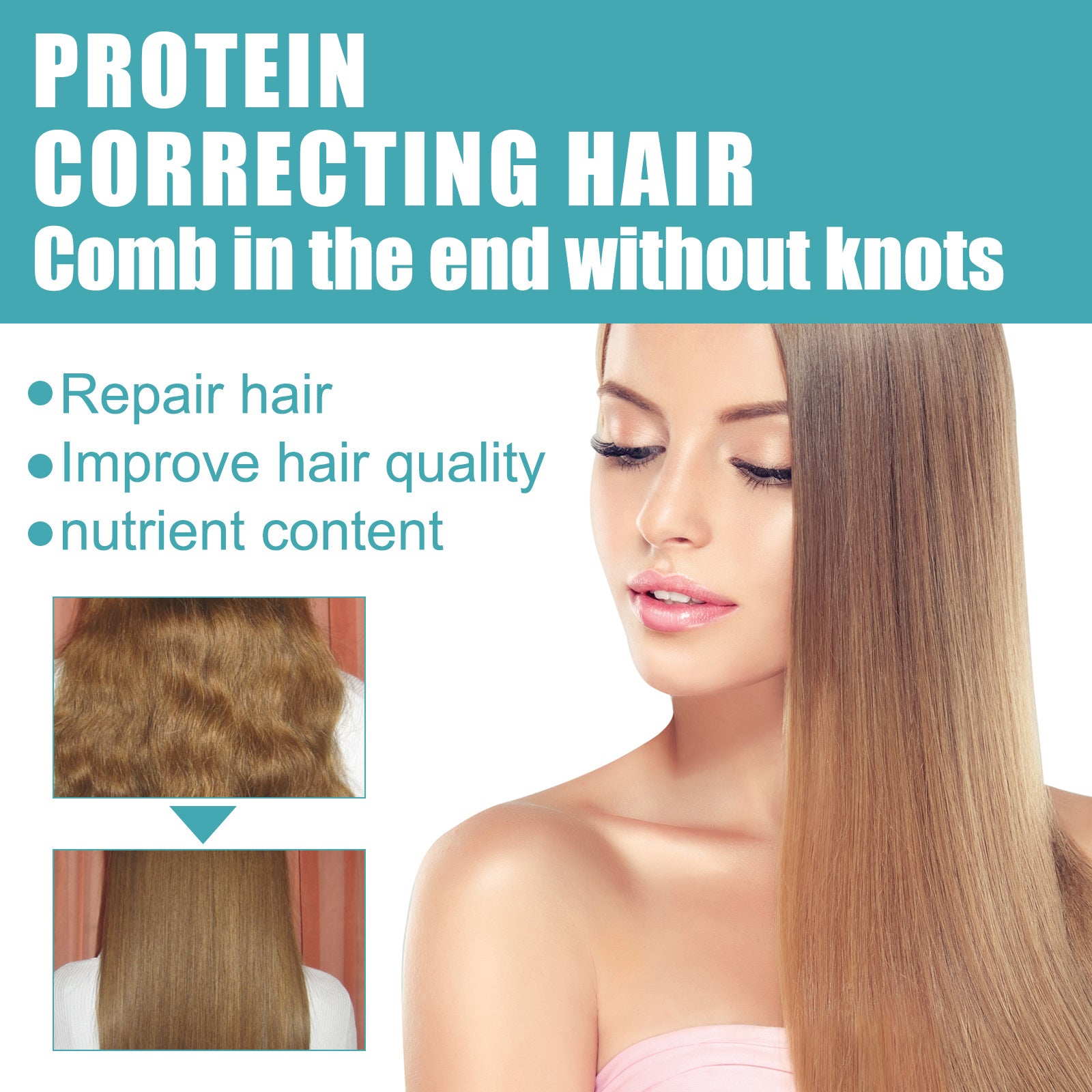 Protein Correction Hair Straightening Cream, Smoothing Frizz Repair Split Damaged Hair Straightening Treatment Cream