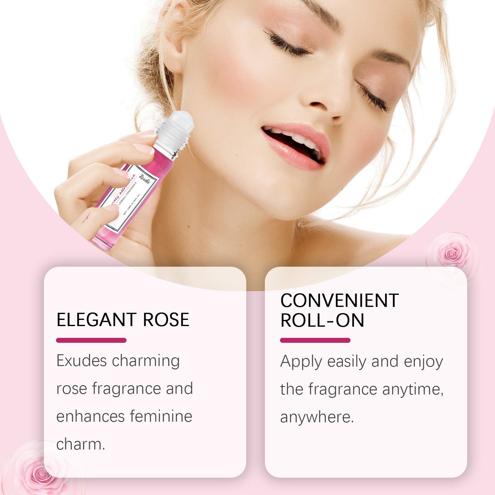 Rose Women's Ball Fragrance, Fresh Light Fragrance Exudes Charm Keep Fragrance Portable Couple Dating Perfume