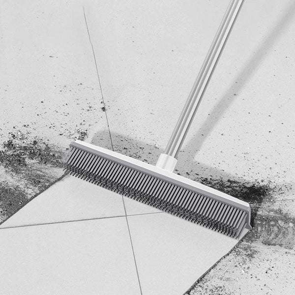 Cleaning Brush Stainless Steel Silicone Floor Brush Water Scraping Brush Long Handle Magic Carpet Brush