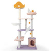 66 Inch Cute Cat Tree Cats Multi-level Tall Cat Tower with Sisal Covered Scratching Posts-Purple - Purple