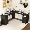 66 Inch L-Shaped Writing Study Workstation Computer Desk with Drawers-Black