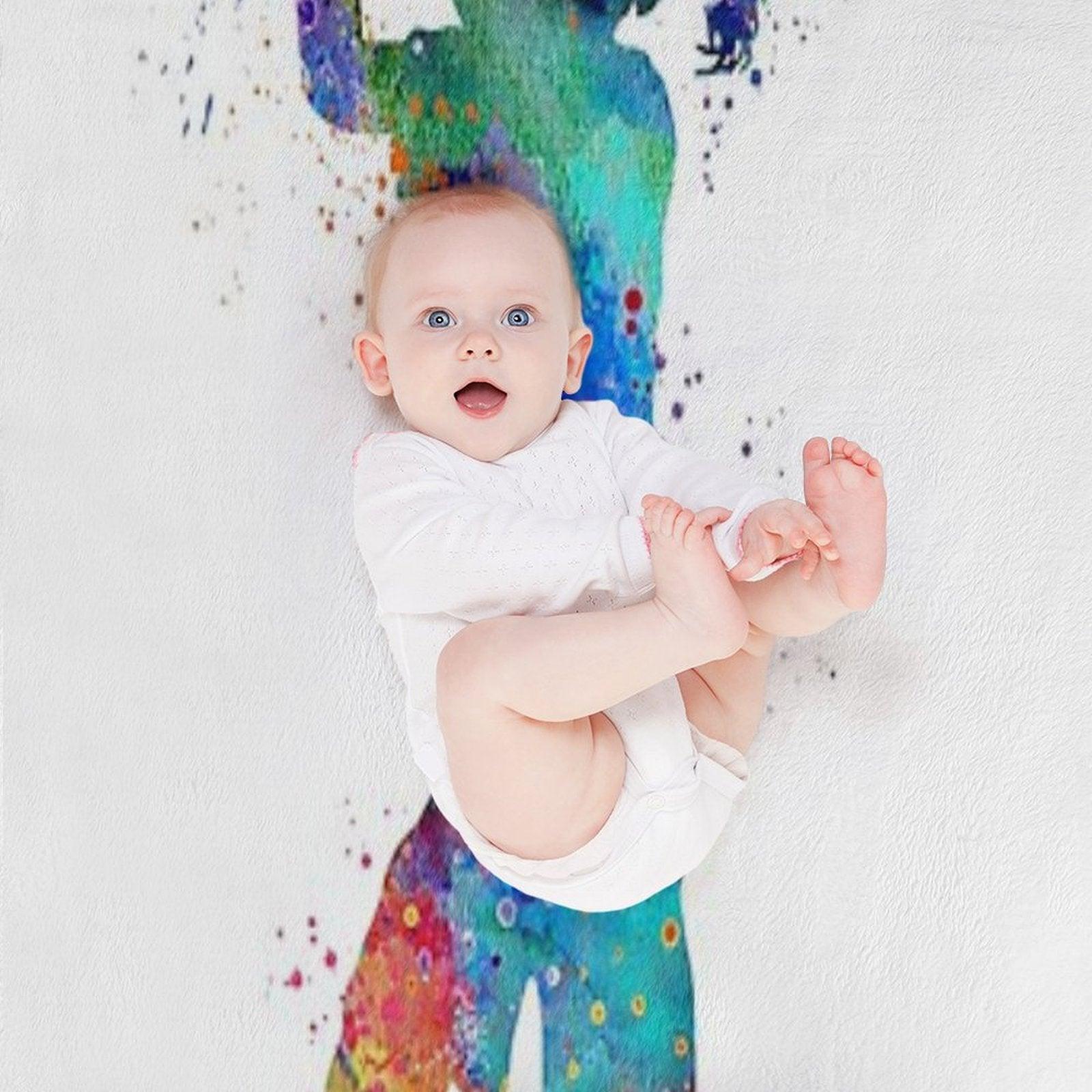 Girl Basketball Kid Watercolor Sport Gift Throw Blanket