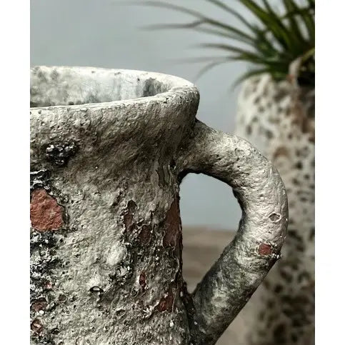 Cement Rustic Floral Jar