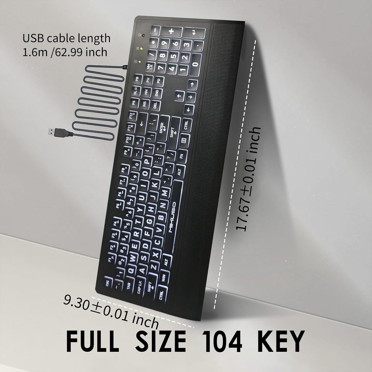 Large Print Backlit Keyboard for Seniors & Visually Impaired