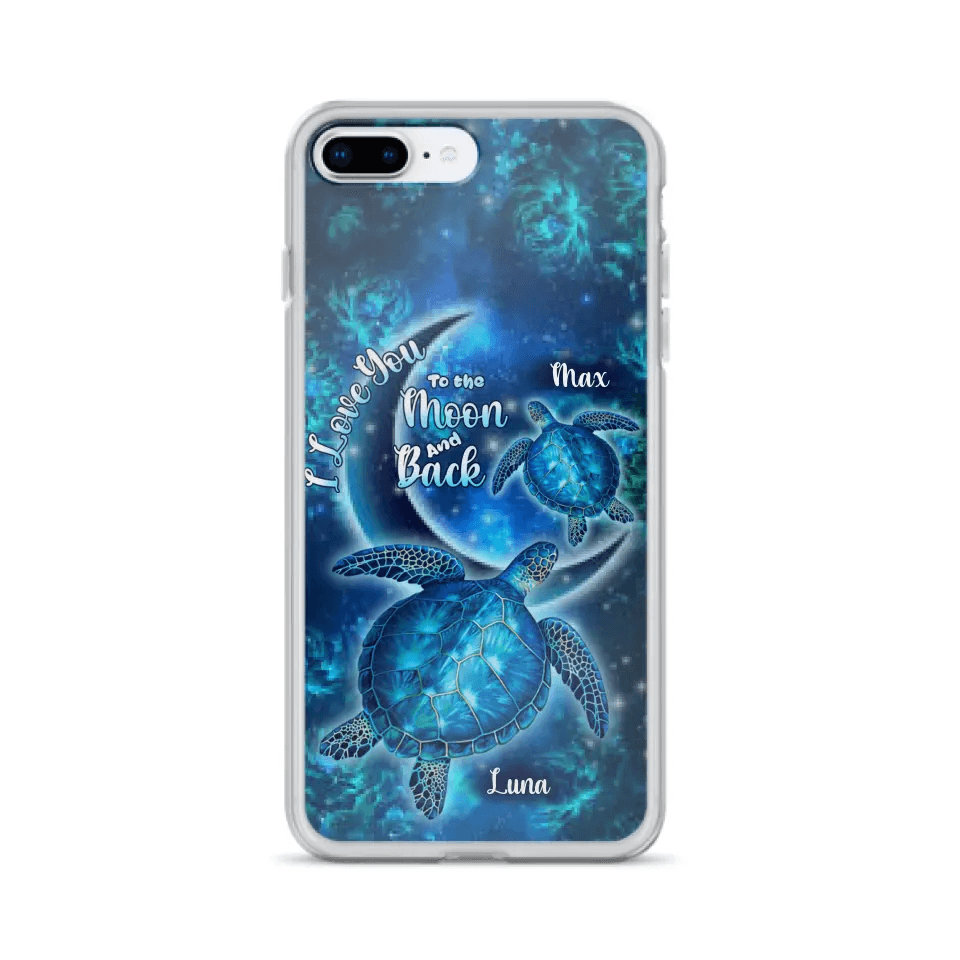 Custom Personalized Turtle Phone Case For Iphone and Samsung - Up to 6 Turtles - I Love You To The Moon And Back - IUNAG8