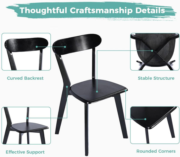 Solid Oak Extra Wide Dining Chairs Set Black Kitchen