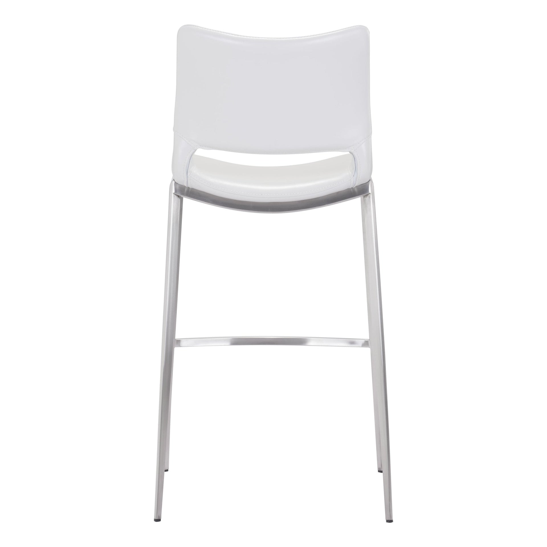 Ace Barstool (Set of 2) White & Silver