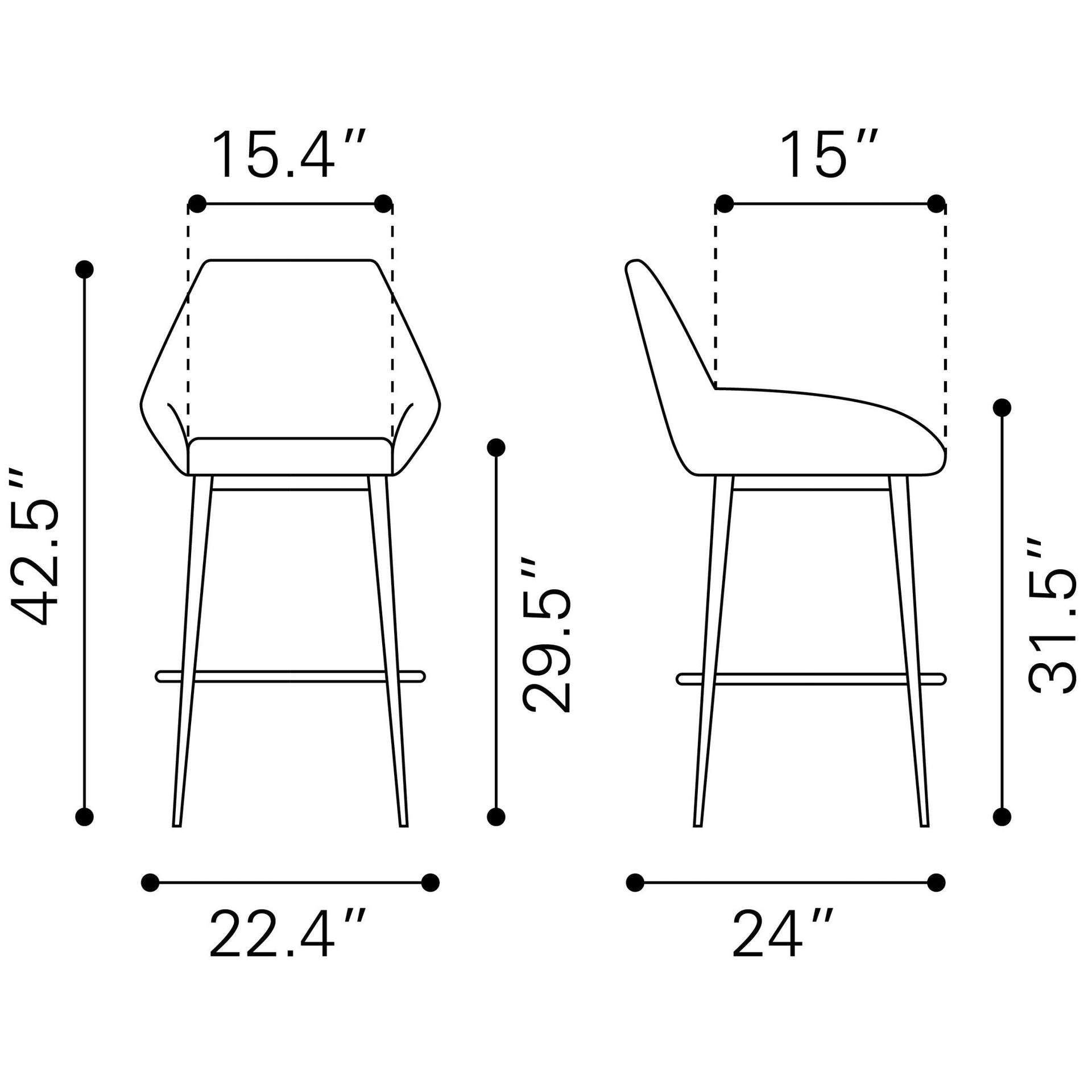 Vila Barstool (Set of 2) Brown