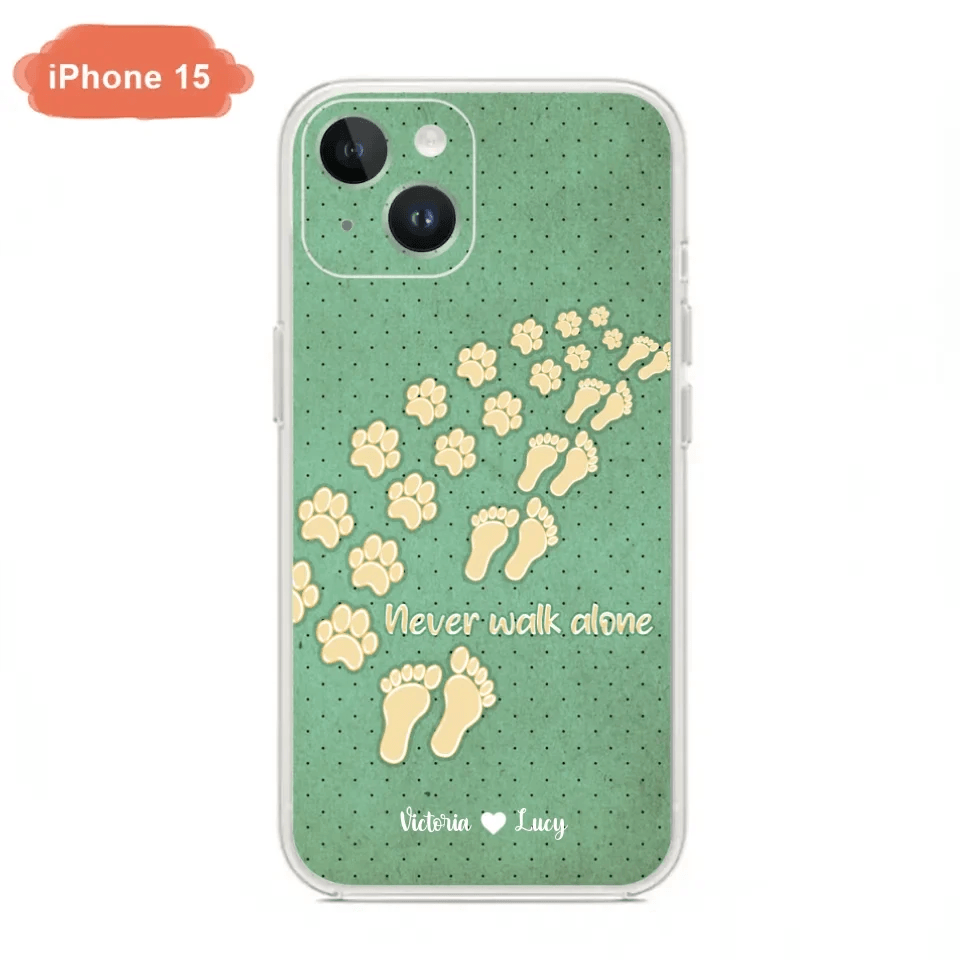 Personalized Dogs's Paws Phone Case - Best Gift Idea For Dog Lovers With Up to 3 Dogs's Paws - Never Walk ALone - Case For iPhone, Samsung And Xiaomi