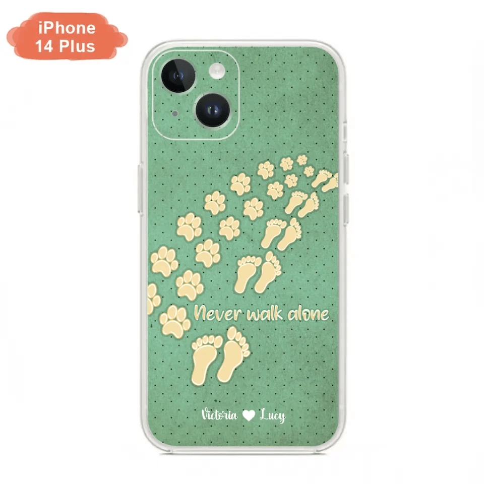 Personalized Dogs's Paws Phone Case - Best Gift Idea For Dog Lovers With Up to 3 Dogs's Paws - Never Walk ALone - Case For iPhone, Samsung And Xiaomi