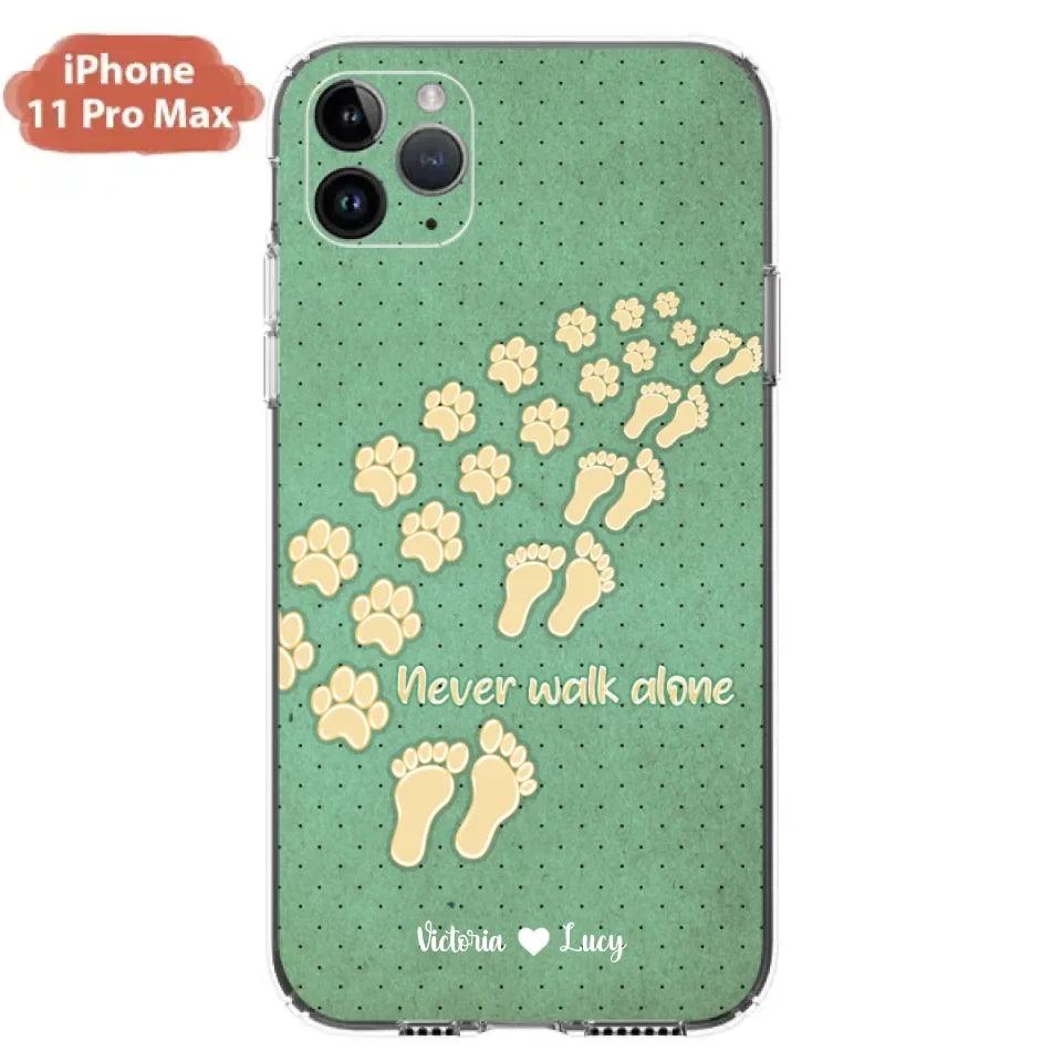Personalized Dogs's Paws Phone Case - Best Gift Idea For Dog Lovers With Up to 3 Dogs's Paws - Never Walk ALone - Case For iPhone, Samsung And Xiaomi