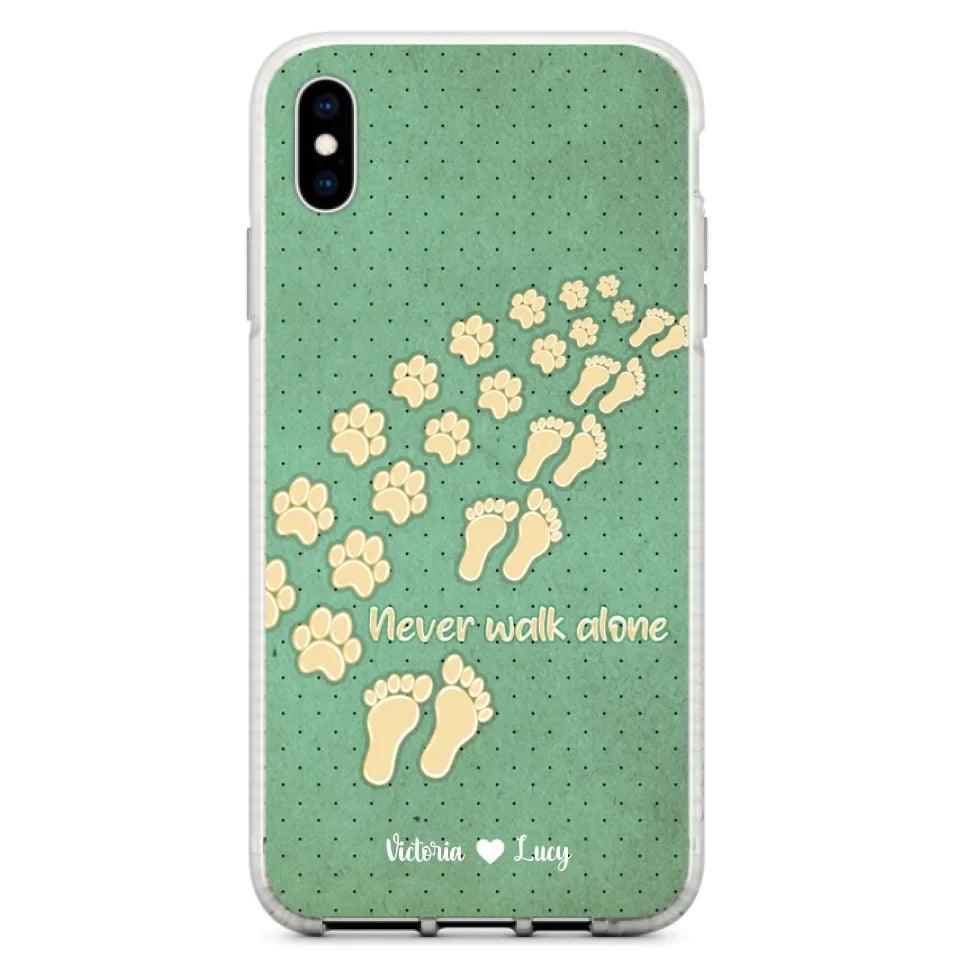 Personalized Dogs's Paws Phone Case - Best Gift Idea For Dog Lovers With Up to 3 Dogs's Paws - Never Walk ALone - Case For iPhone, Samsung And Xiaomi