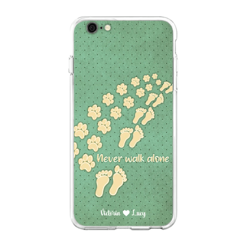 Personalized Dogs's Paws Phone Case - Best Gift Idea For Dog Lovers With Up to 3 Dogs's Paws - Never Walk ALone - Case For iPhone, Samsung And Xiaomi