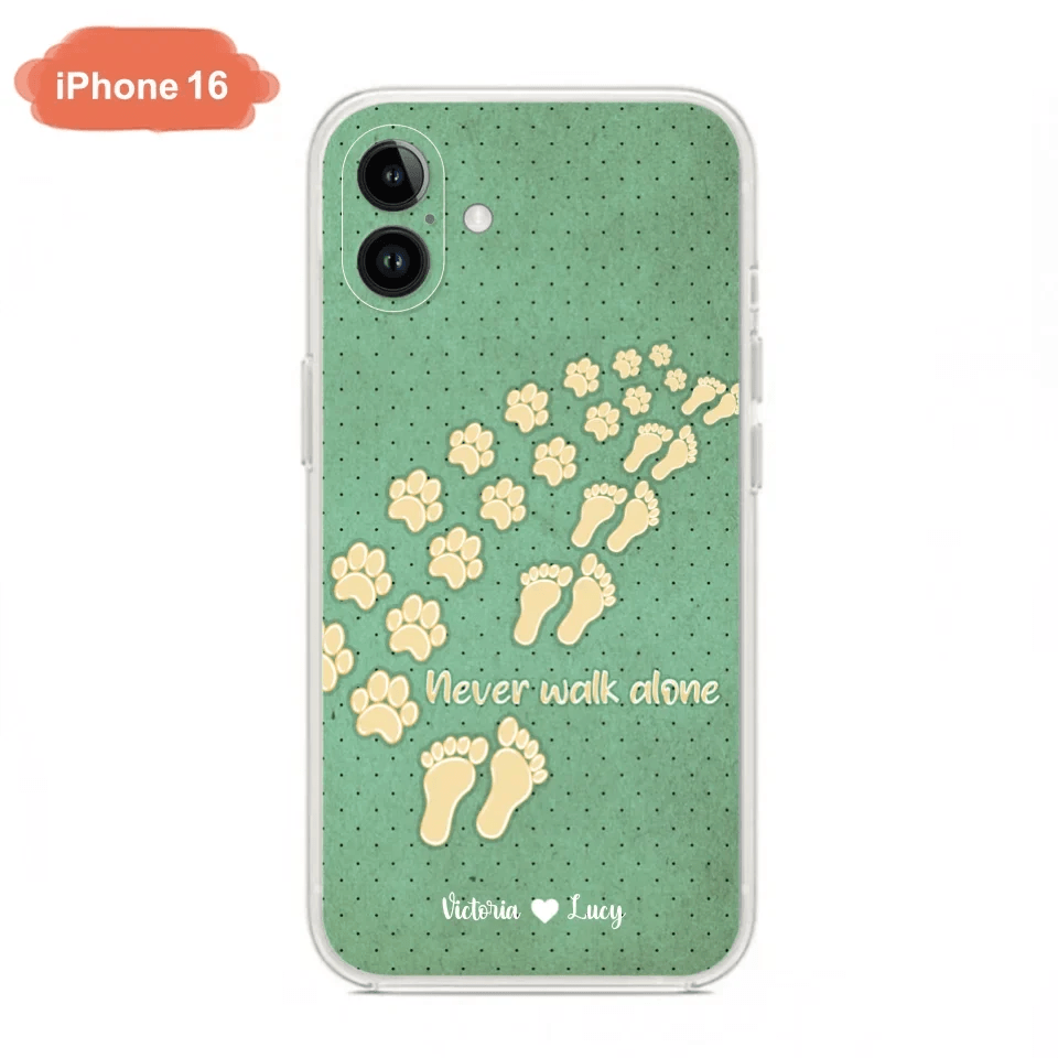 Personalized Dogs's Paws Phone Case - Best Gift Idea For Dog Lovers With Up to 3 Dogs's Paws - Never Walk ALone - Case For iPhone, Samsung And Xiaomi