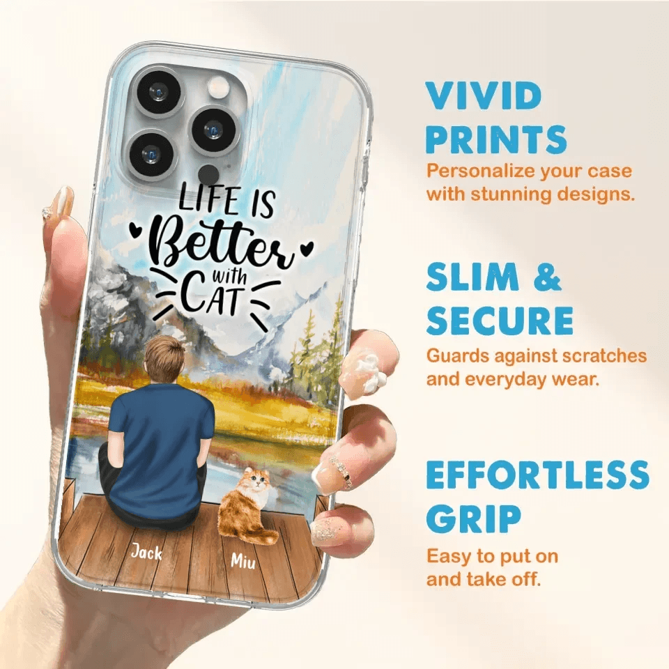 Custom Personalized Cat Dad Phone Case - Gifts For Cat Lovers With Upto 4 Cats - Best Cat Dad Ever - Case For iPhone, Samsung And Xiaomi