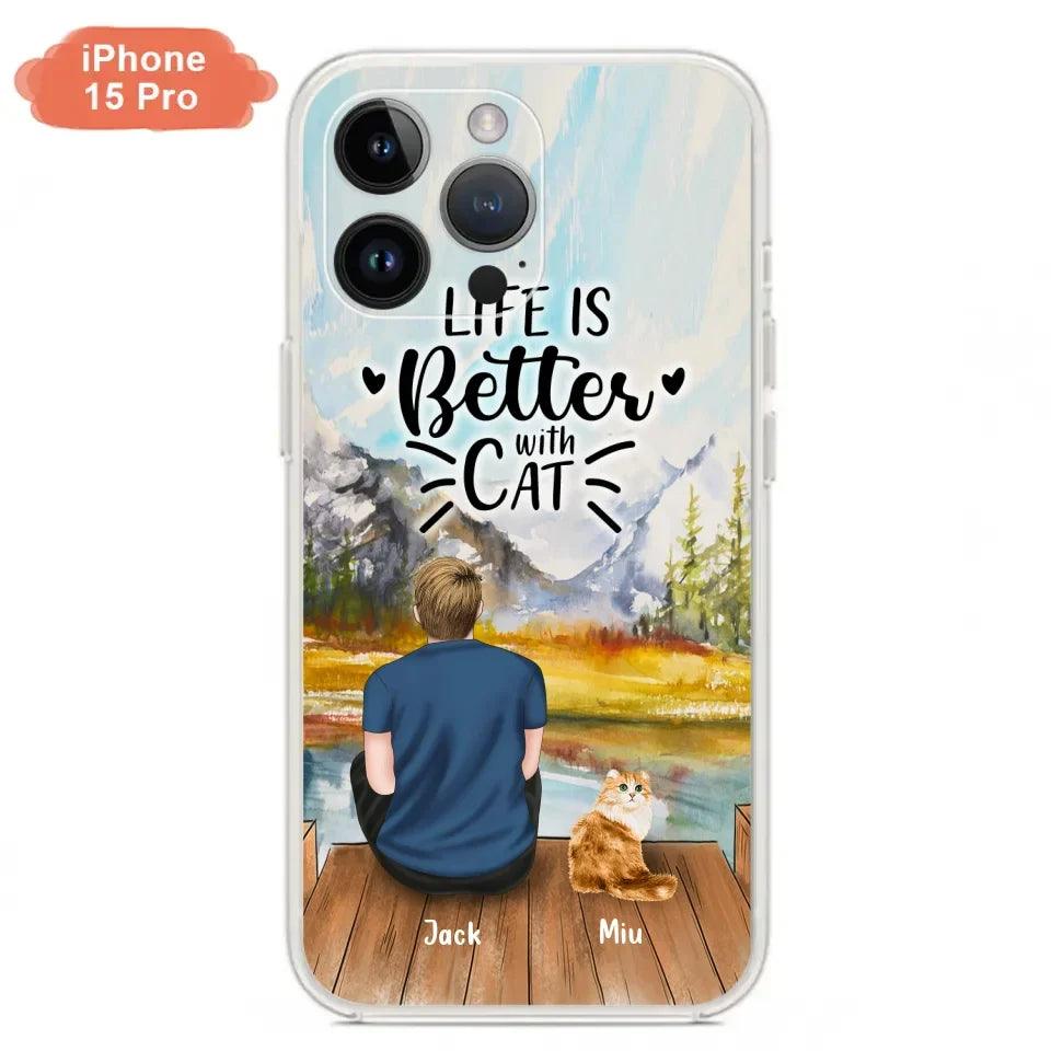 Custom Personalized Cat Dad Phone Case - Gifts For Cat Lovers With Upto 4 Cats - Best Cat Dad Ever - Case For iPhone, Samsung And Xiaomi