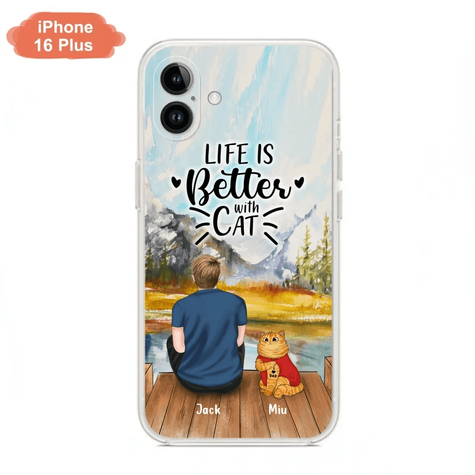 Custom Personalized Cat Dad Phone Case - Gifts For Cat Lovers With Upto 3 Cats - Best Cat Dad Ever - I Love Dad - Case For iPhone, Samsung And Xiaomi
