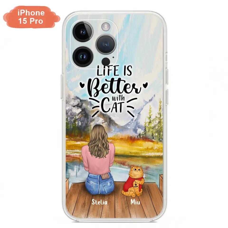 Personalized Cat Mom Phone Case - Gifts For Cat Lovers With Up to 3 Cats - Home Is Where The Paws Are - I Love Mom - Case For iPhone, Samsung And Xiaomi