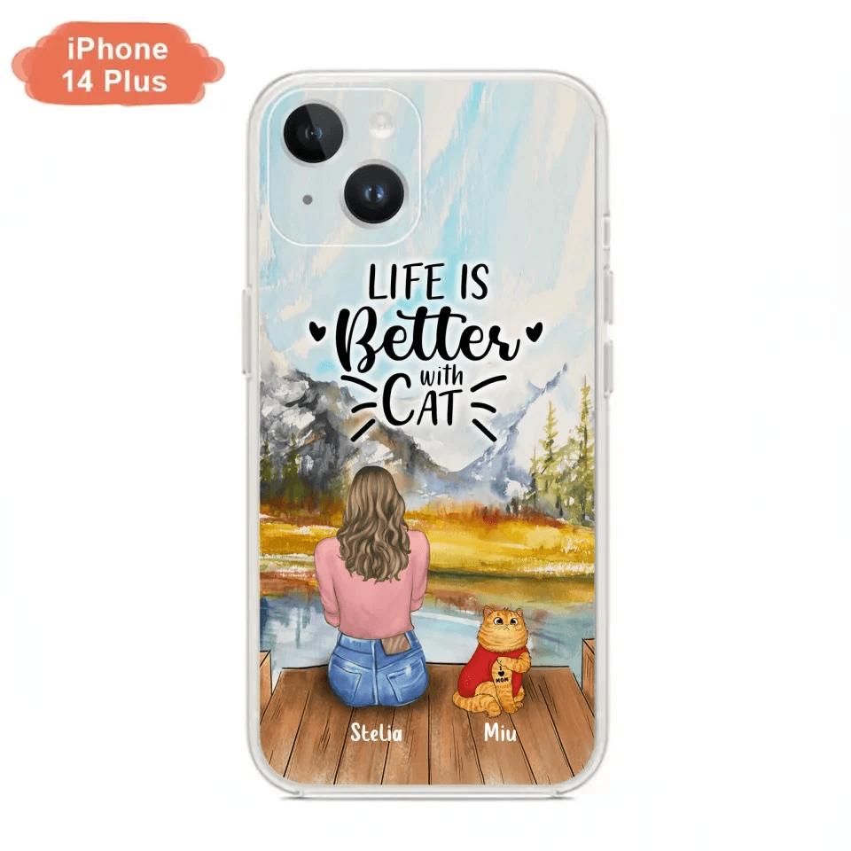 Personalized Cat Mom Phone Case - Gifts For Cat Lovers With Up to 3 Cats - Home Is Where The Paws Are - I Love Mom - Case For iPhone, Samsung And Xiaomi