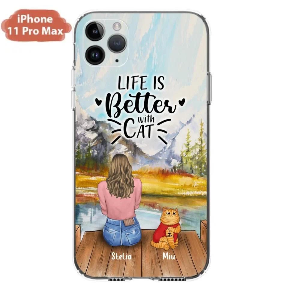 Personalized Cat Mom Phone Case - Gifts For Cat Lovers With Up to 3 Cats - Home Is Where The Paws Are - I Love Mom - Case For iPhone, Samsung And Xiaomi