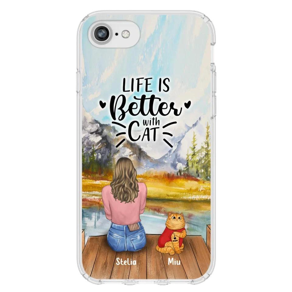 Personalized Cat Mom Phone Case - Gifts For Cat Lovers With Up to 3 Cats - Home Is Where The Paws Are - I Love Mom - Case For iPhone, Samsung And Xiaomi