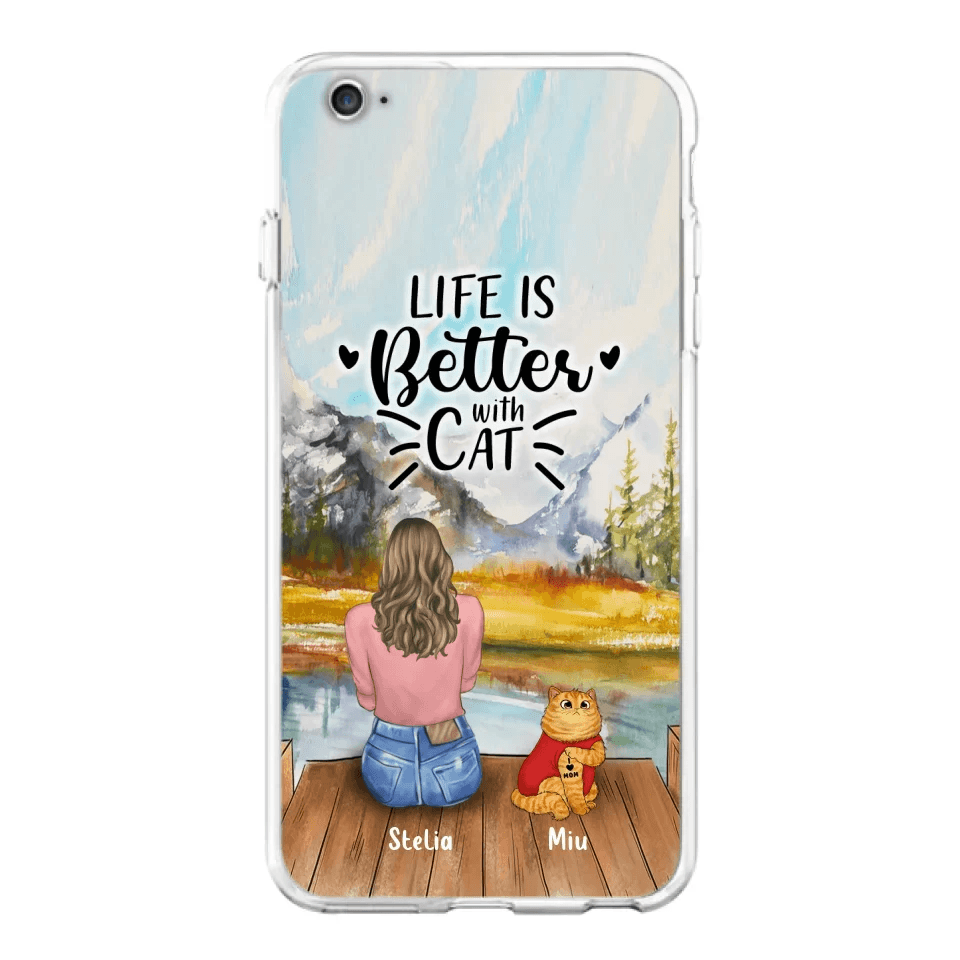 Personalized Cat Mom Phone Case - Gifts For Cat Lovers With Up to 3 Cats - Home Is Where The Paws Are - I Love Mom - Case For iPhone, Samsung And Xiaomi