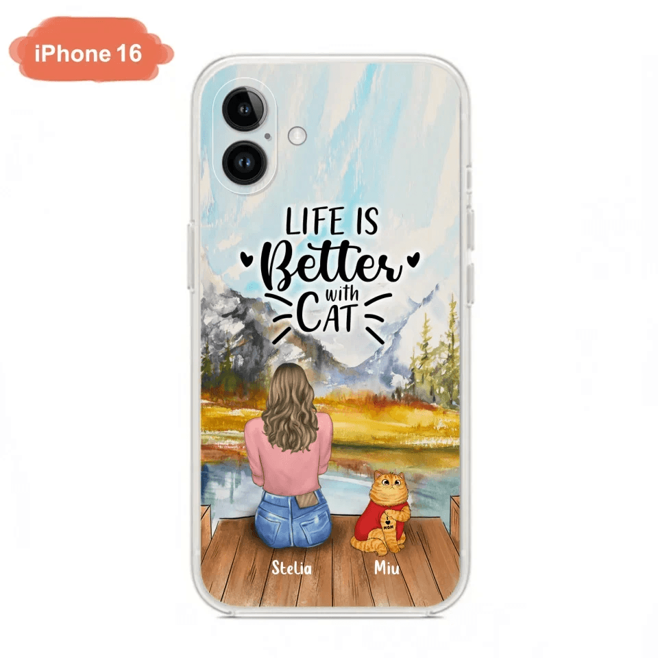 Personalized Cat Mom Phone Case - Gifts For Cat Lovers With Up to 3 Cats - Home Is Where The Paws Are - I Love Mom - Case For iPhone, Samsung And Xiaomi