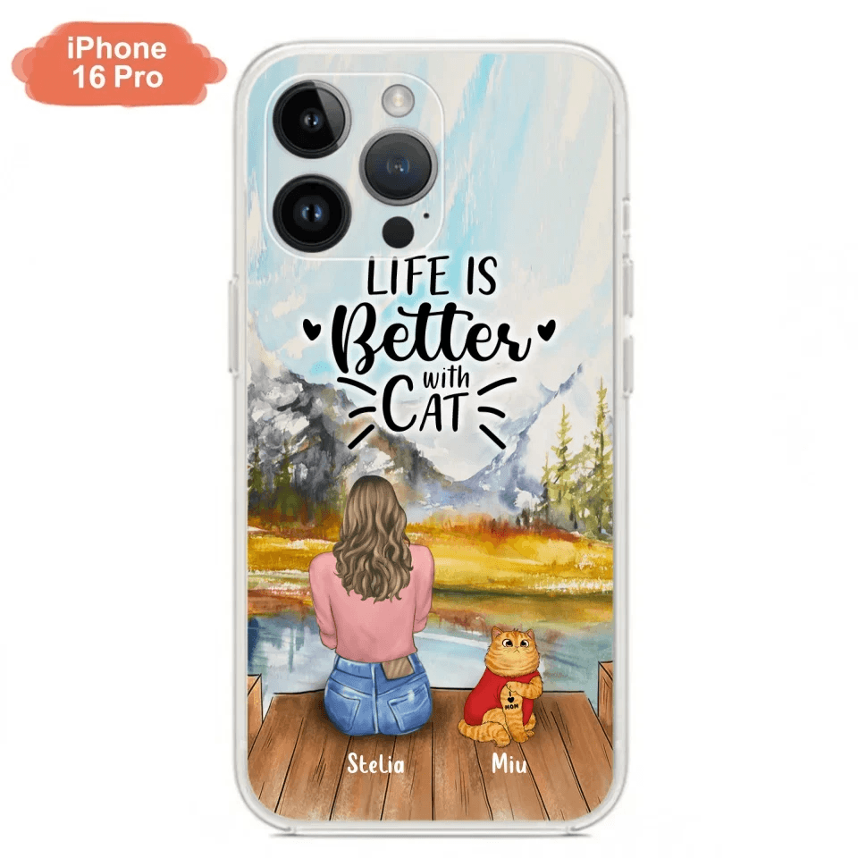 Personalized Cat Mom Phone Case - Gifts For Cat Lovers With Up to 3 Cats - Home Is Where The Paws Are - I Love Mom - Case For iPhone, Samsung And Xiaomi