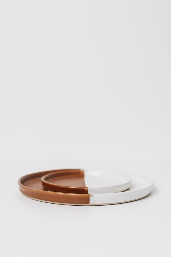 Waylon Appetizer Plate - Brown/White - Set of 6