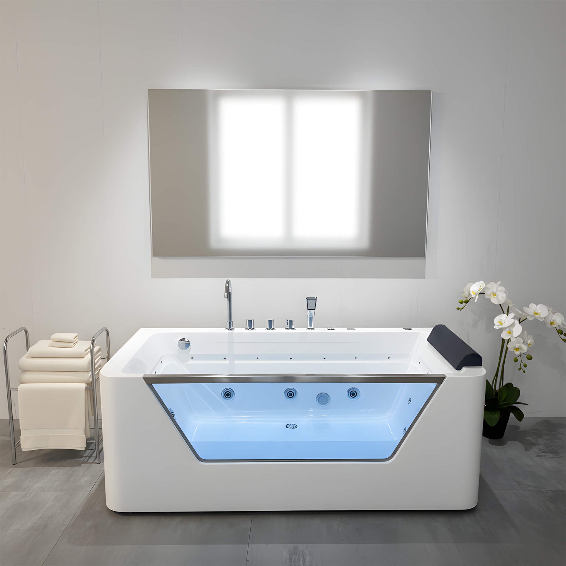Veloria 67-Inch 7-Jets Hydrotherapy Whirlpool Bathtub With Glass Panel (SAK25480)