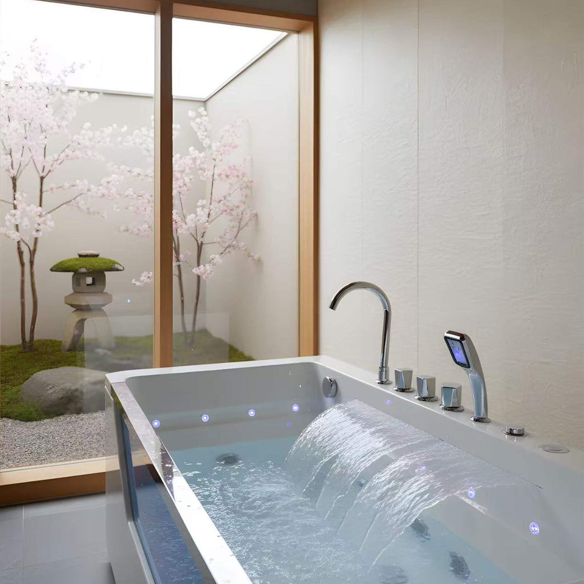 Veloria 67-Inch 7-Jets Hydrotherapy Whirlpool Bathtub With Glass Panel (SAK25480)