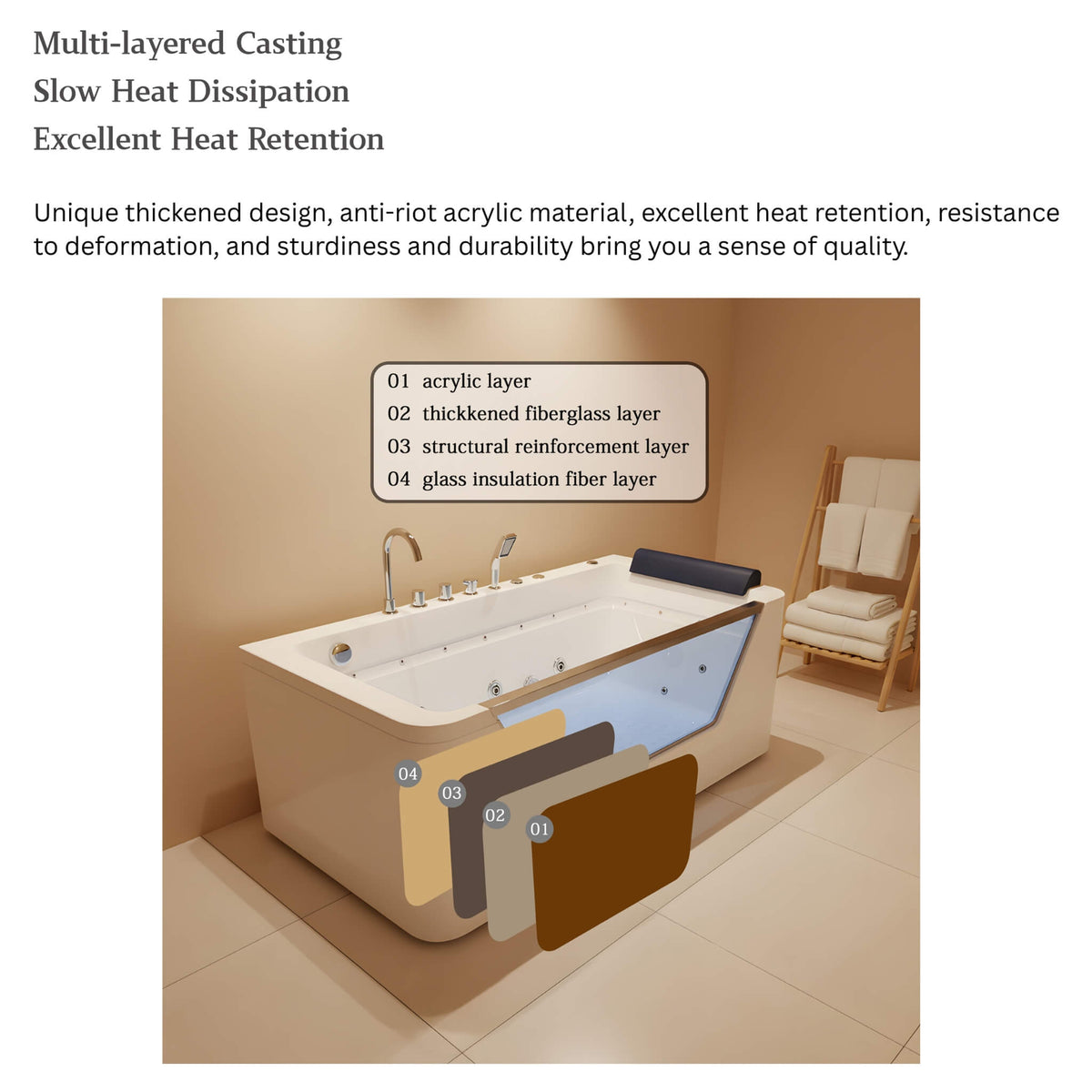 Veloria 67-Inch 7-Jets Hydrotherapy Whirlpool Bathtub With Glass Panel (SAK25480)