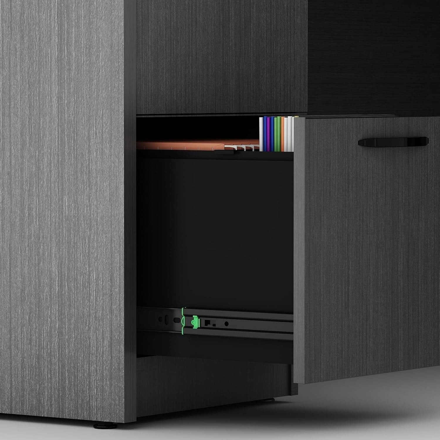 67 Inch U Shaped Executive Desk With 2 Storage Cabinets