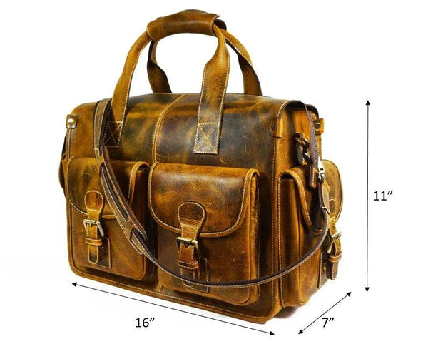 Antioch Leather Portfolio Bag - Caramel Brown - Gifts for You 'n Me