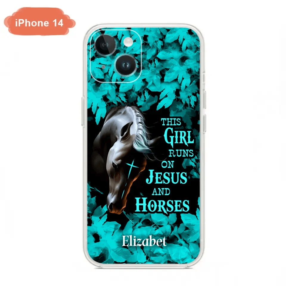 Custom Personalized Horse Girl Phone case - Case For iPhone And Samsung - This Girl Runs On Jesus And Horses