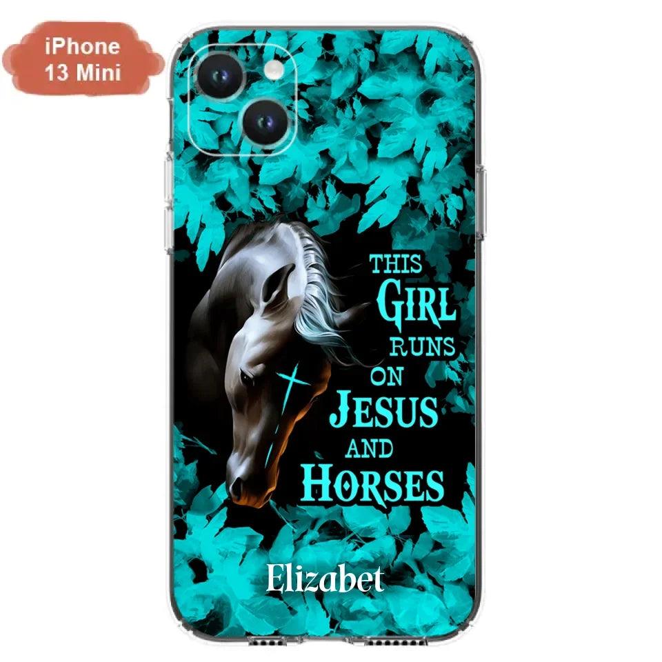 Custom Personalized Horse Girl Phone case - Case For iPhone And Samsung - This Girl Runs On Jesus And Horses